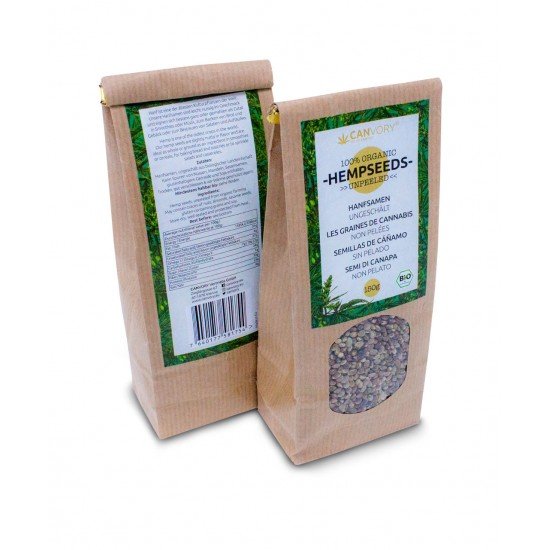 Graines de chanvre biologiques (non pelées, 150g)